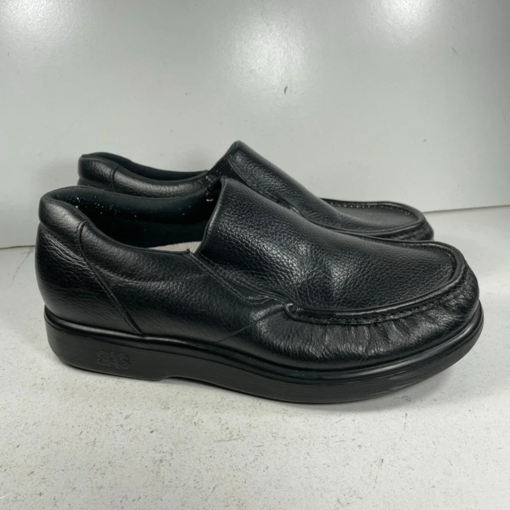 SAS Side Gore Loafers Mens Size 11 Wide Black Leather Orthotic Slip On Comfort